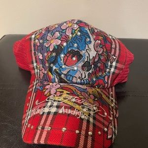 Ed Hardy by Christian Audigier Plaid Skull Hat